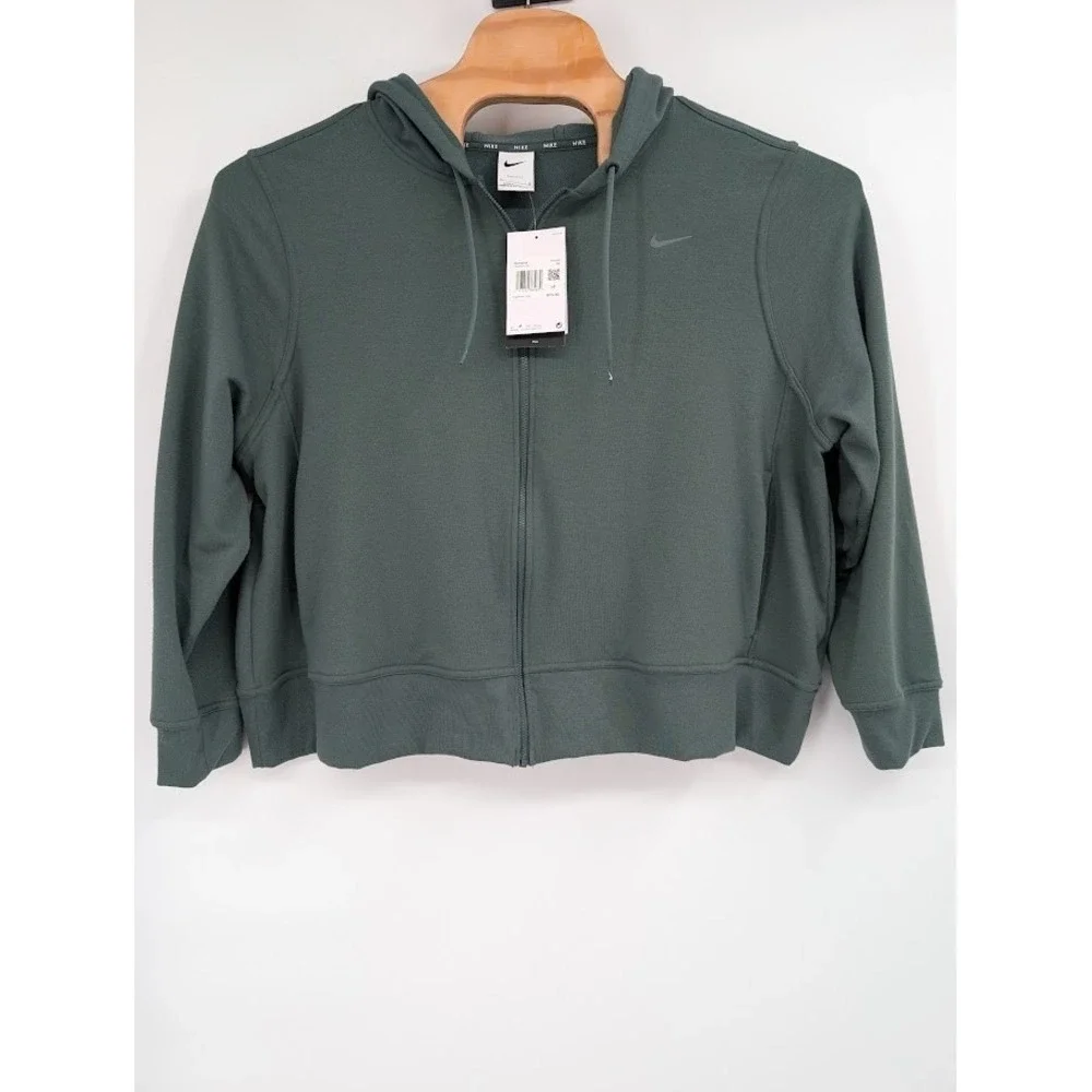 Nike NWT Women's Training Sportswear Loose Cropped Full Zip Hoodie green sz‎ 1X